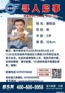 【寻人启事】图中唐铭浩于2025年08月04日上午11:00左右在桂林市临桂区大律街154号附近走失 - 怀化28生活网 hh.28life.com